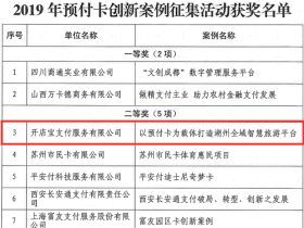 开店宝被获评“2019年预付卡创新案例二等奖”